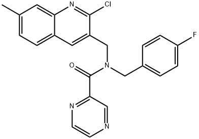 Pyrazinecarboxamide, N-[(2-chloro-7-methyl-3-quinolinyl)methyl]-N-[(4-fluorophenyl)methyl]- (9CI) Structure