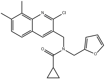 Cyclopropanecarboxamide, N-[(2-chloro-7,8-dimethyl-3-quinolinyl)methyl]-N-(2-furanylmethyl)- (9CI) Structure