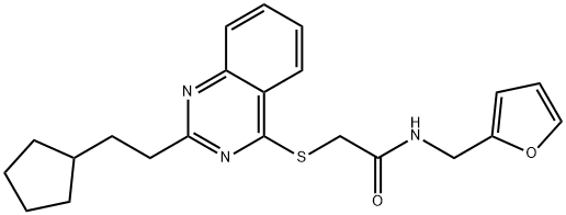 Acetamide, 2-[[2-(2-cyclopentylethyl)-4-quinazolinyl]thio]-N-(2-furanylmethyl)- (9CI) Structure