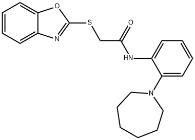 Acetamide, 2-(2-benzoxazolylthio)-N-[2-(hexahydro-1H-azepin-1-yl)phenyl]- (9CI) 구조식 이미지