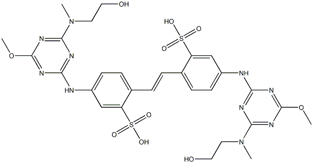 4,4'-bis[[4-[(2-hydroxyethyl)methylamino]-6-methoxy-1,3,5-triazin-2-yl]amino]stilbene-2,2'-disulphonic acid Structure