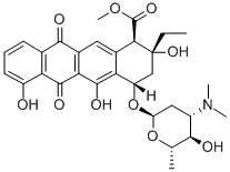 methyl (1R,2R,4S)-4-[(2S,4S,5S,6S)-4-dimethylamino-5-hydroxy-6-methyl- oxan-2-yl]oxy-2-ethyl-2,5,7-trihydroxy-6,11-dioxo-3,4-dihydro-1H-tetra cene-1-carboxylate 구조식 이미지