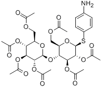 4-아미노페닐2,3,6-트리-O-아세틸-4-O-(2,3,4,6-테트라-O-아세틸-b-D-글루코피라노실)-b-D-티오글루코피라노시드 구조식 이미지