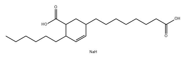 disodium 5-carboxylato-4-hexylcyclohex-2-ene-1-octanoate Structure