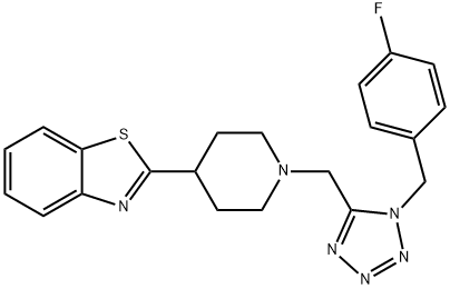 Benzothiazole, 2-[1-[[1-[(4-fluorophenyl)methyl]-1H-tetrazol-5-yl]methyl]-4-piperidinyl]- (9CI) Structure