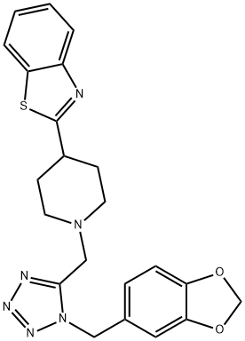 Benzothiazole, 2-[1-[[1-(1,3-benzodioxol-5-ylmethyl)-1H-tetrazol-5-yl]methyl]-4-piperidinyl]- (9CI) 구조식 이미지