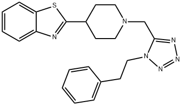 Benzothiazole, 2-[1-[[1-(2-phenylethyl)-1H-tetrazol-5-yl]methyl]-4-piperidinyl]- (9CI) 구조식 이미지