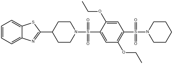 Piperidine, 4-(2-benzothiazolyl)-1-[[2,5-diethoxy-4-(1-piperidinylsulfonyl)phenyl]sulfonyl]- (9CI) Structure