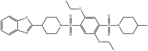 Piperidine, 4-(2-benzothiazolyl)-1-[[2,5-diethoxy-4-[(4-methyl-1-piperidinyl)sulfonyl]phenyl]sulfonyl]- (9CI) 구조식 이미지