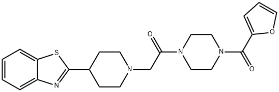 Piperazine, 1-[[4-(2-benzothiazolyl)-1-piperidinyl]acetyl]-4-(2-furanylcarbonyl)- (9CI) 구조식 이미지