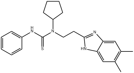 Thiourea, N-cyclopentyl-N-[2-(5,6-dimethyl-1H-benzimidazol-2-yl)ethyl]-N-phenyl- (9CI) 구조식 이미지