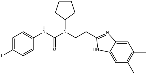 Urea, N-cyclopentyl-N-[2-(5,6-dimethyl-1H-benzimidazol-2-yl)ethyl]-N-(4-fluorophenyl)- (9CI) Structure
