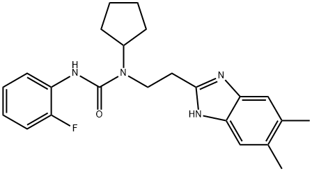 Urea, N-cyclopentyl-N-[2-(5,6-dimethyl-1H-benzimidazol-2-yl)ethyl]-N-(2-fluorophenyl)- (9CI) 구조식 이미지
