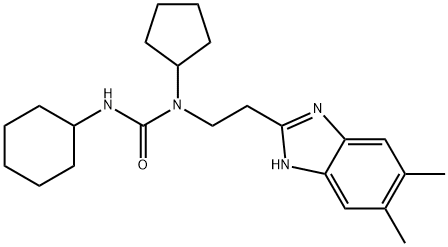 Urea, N-cyclohexyl-N-cyclopentyl-N-[2-(5,6-dimethyl-1H-benzimidazol-2-yl)ethyl]- (9CI) 구조식 이미지