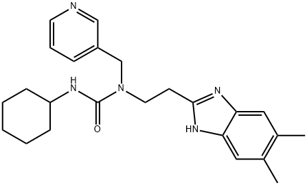 Urea, N-cyclohexyl-N-[2-(5,6-dimethyl-1H-benzimidazol-2-yl)ethyl]-N-(3-pyridinylmethyl)- (9CI) 구조식 이미지