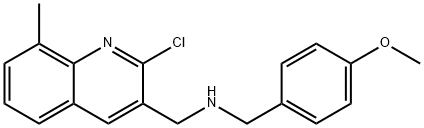 3-Quinolinemethanamine,2-chloro-N-[(4-methoxyphenyl)methyl]-8-methyl-(9CI) 구조식 이미지