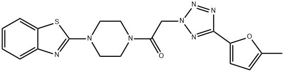 Piperazine, 1-(2-benzothiazolyl)-4-[[5-(5-methyl-2-furanyl)-2H-tetrazol-2-yl]acetyl]- (9CI) 구조식 이미지