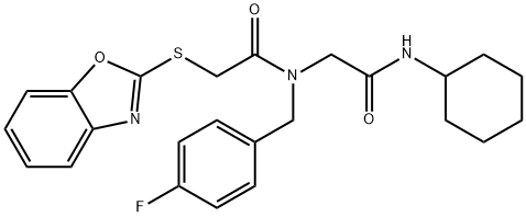 Acetamide, 2-(2-benzoxazolylthio)-N-[2-(cyclohexylamino)-2-oxoethyl]-N-[(4-fluorophenyl)methyl]- (9CI) 구조식 이미지