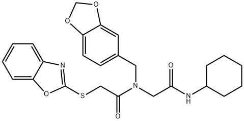 Acetamide, N-(1,3-benzodioxol-5-ylmethyl)-2-(2-benzoxazolylthio)-N-[2-(cyclohexylamino)-2-oxoethyl]- (9CI) 구조식 이미지
