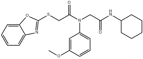 Acetamide, 2-(2-benzoxazolylthio)-N-[2-(cyclohexylamino)-2-oxoethyl]-N-(3-methoxyphenyl)- (9CI) 구조식 이미지