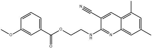 Benzoic acid, 3-methoxy-, 2-[(3-cyano-5,7-dimethyl-2-quinolinyl)amino]ethyl ester (9CI) 구조식 이미지
