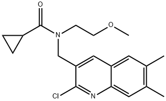 Cyclopropanecarboxamide, N-[(2-chloro-6,7-dimethyl-3-quinolinyl)methyl]-N-(2-methoxyethyl)- (9CI) 구조식 이미지