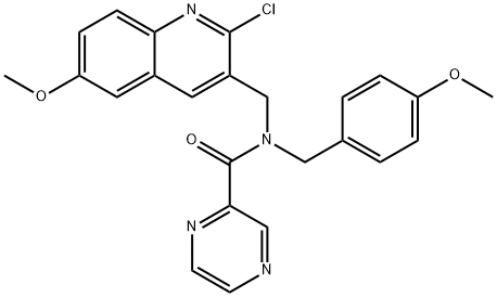 Pyrazinecarboxamide, N-[(2-chloro-6-methoxy-3-quinolinyl)methyl]-N-[(4-methoxyphenyl)methyl]- (9CI) 구조식 이미지