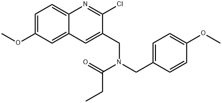 Propanamide, N-[(2-chloro-6-methoxy-3-quinolinyl)methyl]-N-[(4-methoxyphenyl)methyl]- (9CI) Structure