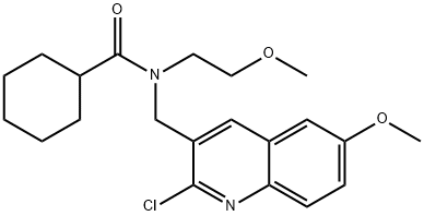 Cyclohexanecarboxamide, N-[(2-chloro-6-methoxy-3-quinolinyl)methyl]-N-(2-methoxyethyl)- (9CI) Structure