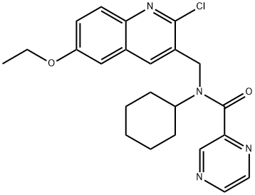 Pyrazinecarboxamide, N-[(2-chloro-6-ethoxy-3-quinolinyl)methyl]-N-cyclohexyl- (9CI) 구조식 이미지