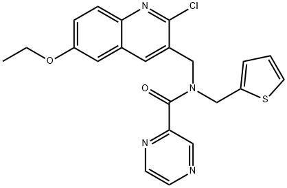 Pyrazinecarboxamide, N-[(2-chloro-6-ethoxy-3-quinolinyl)methyl]-N-(2-thienylmethyl)- (9CI) 구조식 이미지