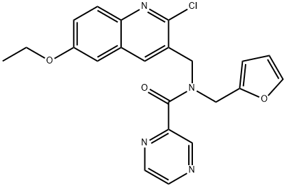 Pyrazinecarboxamide, N-[(2-chloro-6-ethoxy-3-quinolinyl)methyl]-N-(2-furanylmethyl)- (9CI) Structure