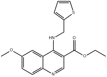 3-Quinolinecarboxylicacid,6-methoxy-4-[(2-thienylmethyl)amino]-,ethylester(9CI) 구조식 이미지