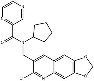 Pyrazinecarboxamide, N-[(6-chloro-1,3-dioxolo[4,5-g]quinolin-7-yl)methyl]-N-cyclopentyl- (9CI) 구조식 이미지