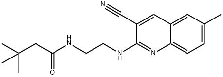 Butanamide, N-[2-[(3-cyano-6-methyl-2-quinolinyl)amino]ethyl]-3,3-dimethyl- (9CI) 구조식 이미지