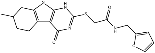 Acetamide, N-(2-furanylmethyl)-2-[(1,4,5,6,7,8-hexahydro-7-methyl-4-oxo[1]benzothieno[2,3-d]pyrimidin-2-yl)thio]- (9CI) 구조식 이미지