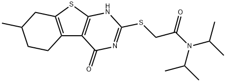 Acetamide, 2-[(1,4,5,6,7,8-hexahydro-7-methyl-4-oxo[1]benzothieno[2,3-d]pyrimidin-2-yl)thio]-N,N-bis(1-methylethyl)- (9CI) 구조식 이미지