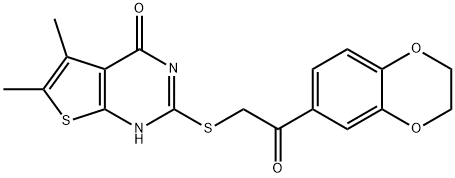 Thieno[2,3-d]pyrimidin-4(1H)-one, 2-[[2-(2,3-dihydro-1,4-benzodioxin-6-yl)-2-oxoethyl]thio]-5,6-dimethyl- (9CI) 구조식 이미지
