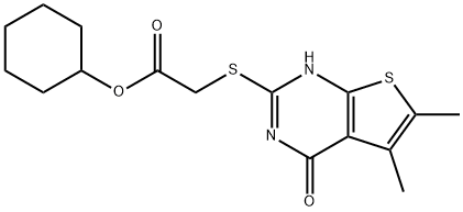 Acetic acid, [(1,4-dihydro-5,6-dimethyl-4-oxothieno[2,3-d]pyrimidin-2-yl)thio]-, cyclohexyl ester (9CI) 구조식 이미지