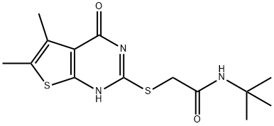 Acetamide, 2-[(1,4-dihydro-5,6-dimethyl-4-oxothieno[2,3-d]pyrimidin-2-yl)thio]-N-(1,1-dimethylethyl)- (9CI) 구조식 이미지