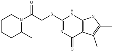 Piperidine, 1-[[(1,4-dihydro-5,6-dimethyl-4-oxothieno[2,3-d]pyrimidin-2-yl)thio]acetyl]-2-methyl- (9CI) 구조식 이미지