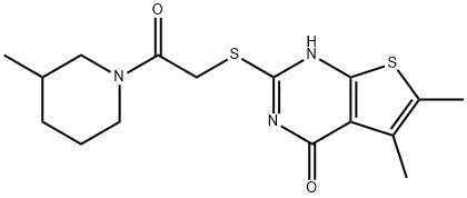Piperidine, 1-[[(1,4-dihydro-5,6-dimethyl-4-oxothieno[2,3-d]pyrimidin-2-yl)thio]acetyl]-3-methyl- (9CI) Structure