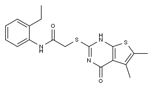 Acetamide, 2-[(1,4-dihydro-5,6-dimethyl-4-oxothieno[2,3-d]pyrimidin-2-yl)thio]-N-(2-ethylphenyl)- (9CI) 구조식 이미지