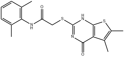 Acetamide, 2-[(1,4-dihydro-5,6-dimethyl-4-oxothieno[2,3-d]pyrimidin-2-yl)thio]-N-(2,6-dimethylphenyl)- (9CI) 구조식 이미지