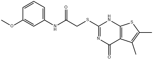 Acetamide, 2-[(1,4-dihydro-5,6-dimethyl-4-oxothieno[2,3-d]pyrimidin-2-yl)thio]-N-(3-methoxyphenyl)- (9CI) 구조식 이미지