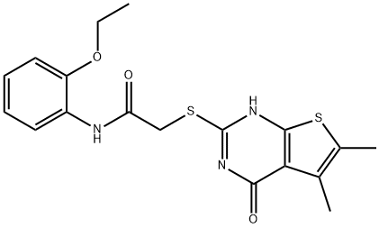 Acetamide, 2-[(1,4-dihydro-5,6-dimethyl-4-oxothieno[2,3-d]pyrimidin-2-yl)thio]-N-(2-ethoxyphenyl)- (9CI) 구조식 이미지