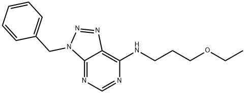 3H-1,2,3-Triazolo[4,5-d]pyrimidin-7-amine, N-(3-ethoxypropyl)-3-(phenylmethyl)- (9CI) 구조식 이미지