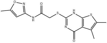 Acetamide, 2-[(1,4-dihydro-5,6-dimethyl-4-oxothieno[2,3-d]pyrimidin-2-yl)thio]-N-(5-methyl-3-isoxazolyl)- (9CI) 구조식 이미지