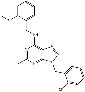 3H-1,2,3-Triazolo[4,5-d]pyrimidin-7-amine, 3-[(2-chlorophenyl)methyl]-N-[(2-methoxyphenyl)methyl]-5-methyl- (9CI) 구조식 이미지