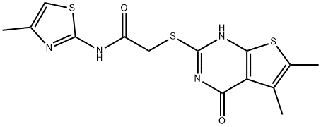 Acetamide, 2-[(1,4-dihydro-5,6-dimethyl-4-oxothieno[2,3-d]pyrimidin-2-yl)thio]-N-(4-methyl-2-thiazolyl)- (9CI) 구조식 이미지